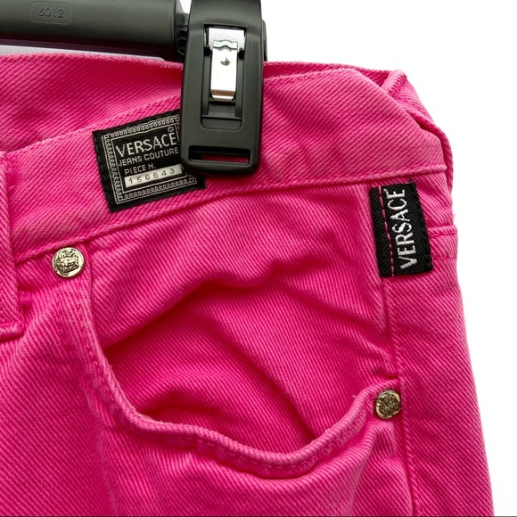 Vintage Versace Jeans Couture Bubblegum Pink High Waisted Jeans Womens Size 34 - Picture 4 of 11